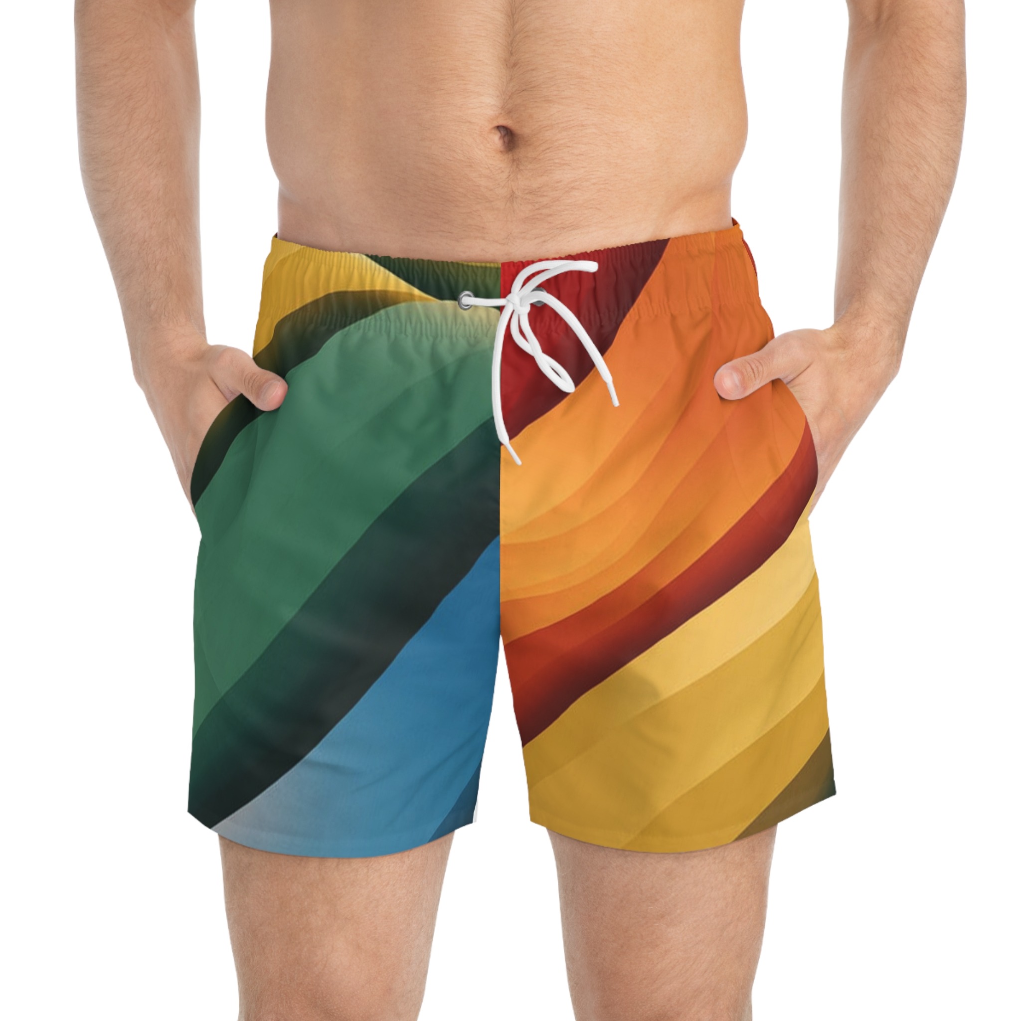 Born to Belong Rainbow Pride Swim Trunks - Image 3