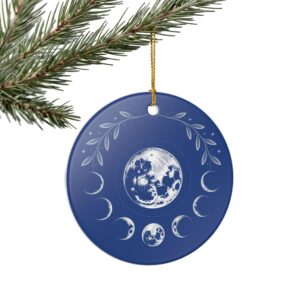 Personalized Moon Phase Ornament, Celestial Christmas Decor, Lunar Cycle Ornament, Moon Lover Gift, Starry Sky Home Decor
