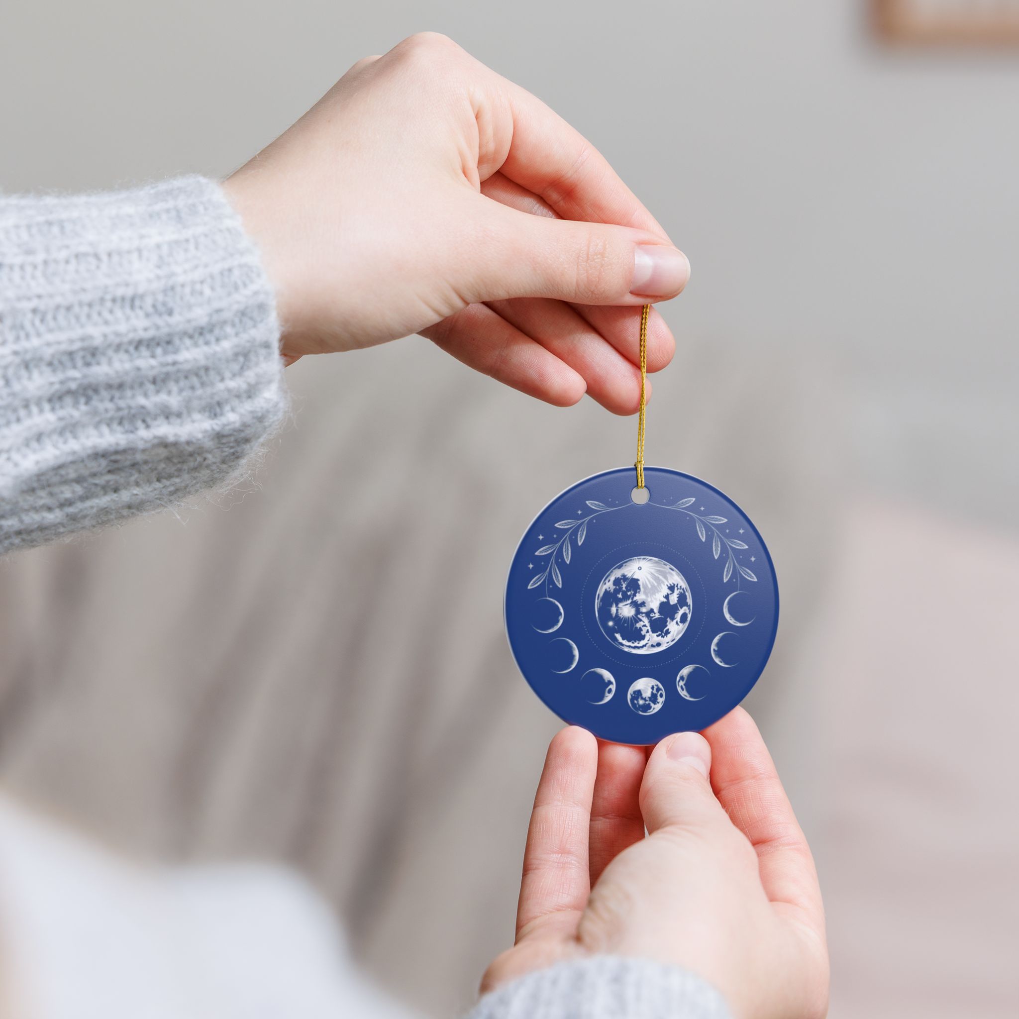 Personalized Moon Phase Ornament, Celestial Christmas Decor, Lunar Cycle Ornament, Moon Lover Gift, Starry Sky Home Decor - Image 2