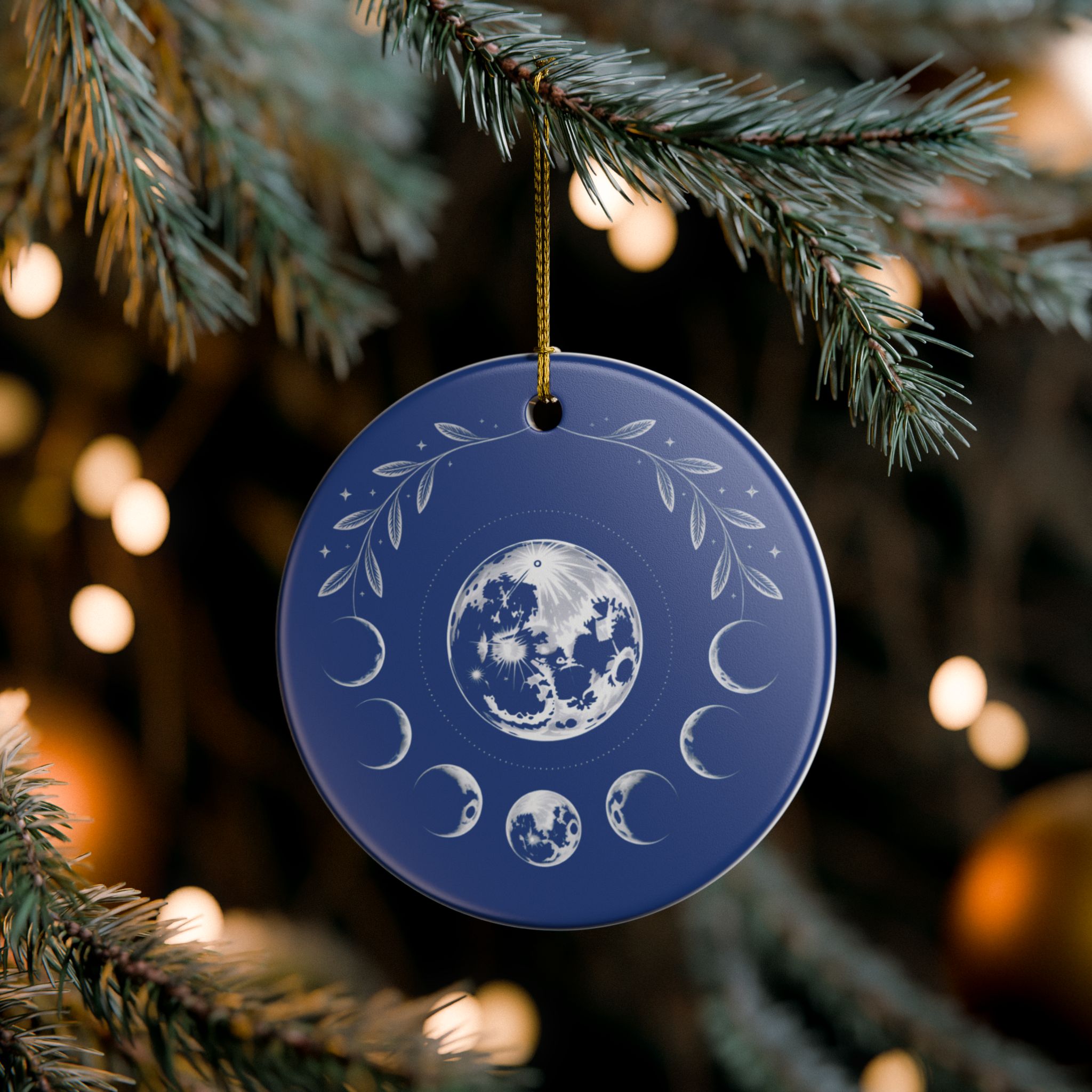 Personalized Moon Phase Ornament, Celestial Christmas Decor, Lunar Cycle Ornament, Moon Lover Gift, Starry Sky Home Decor - Image 3